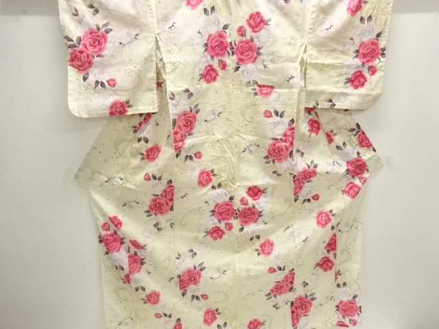 JAPANESE KIMONO / YUKATA / COTTON / STREAM & ROSES